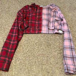 Cropped plaid sweater